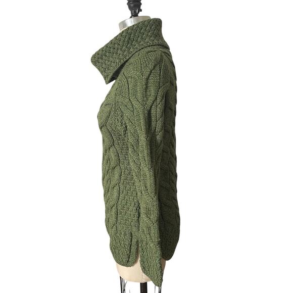 Shannon Woolen Mills Green Cable Knit Merino Turtleneck Sweater Size XS S-Small - Picture 3 of 7